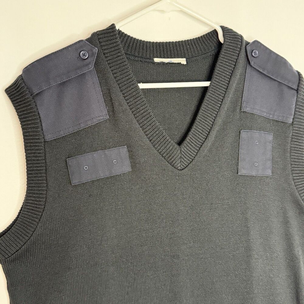 Sweater Vest Uniform Black With Blue Knit Size L VF Imagewear - Picture 9 of 10